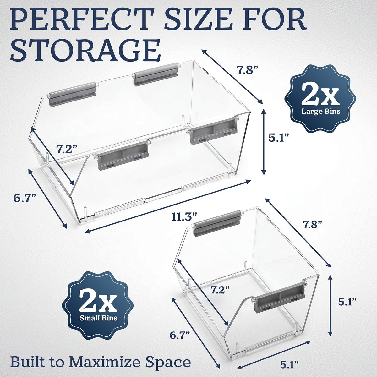 Clear Stackable Plastic Pantry Storage Bins