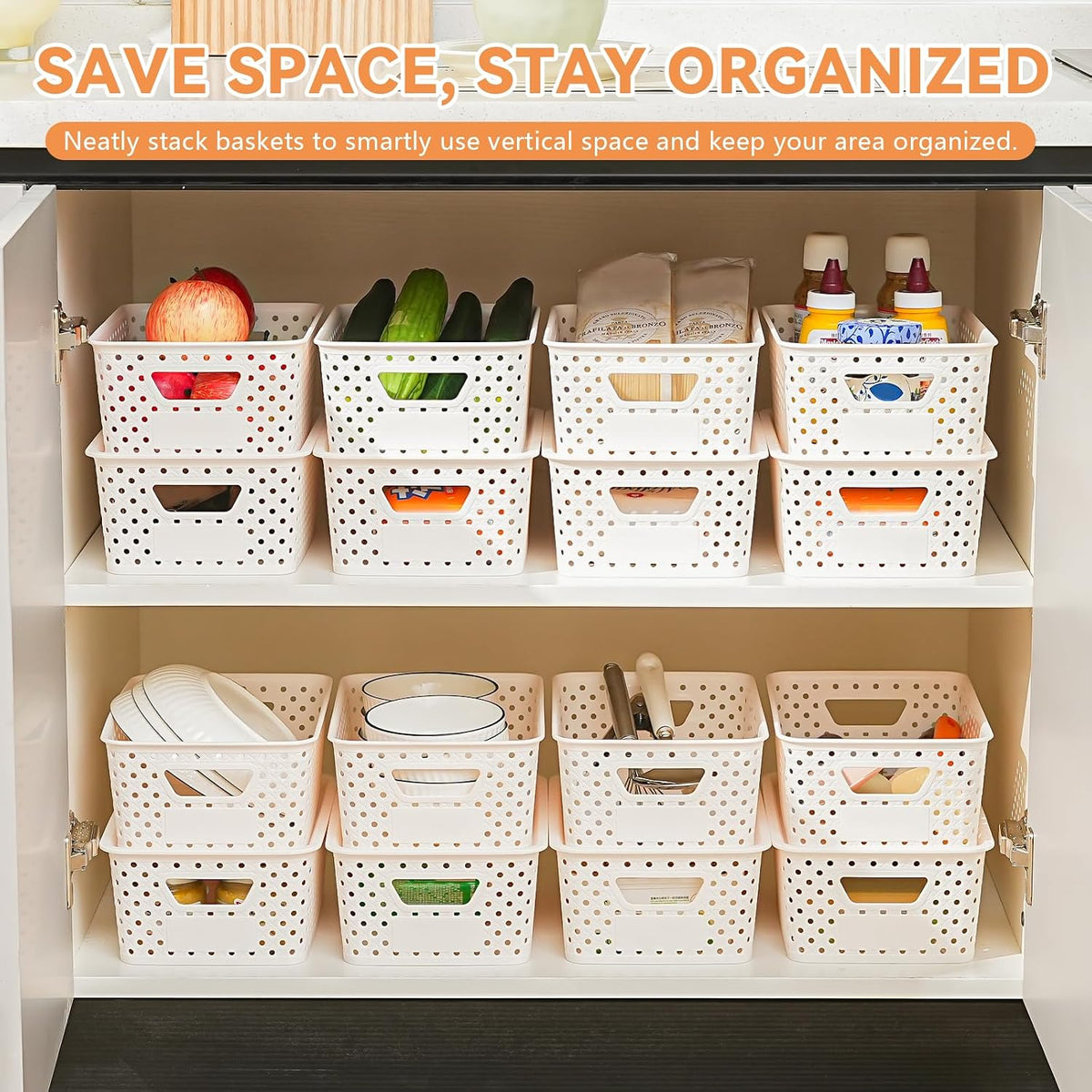 Stackable Lidded Plastic Storage Organizer Bins