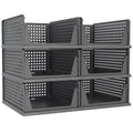 Black Stackable Plastic Closet Storage Baskets