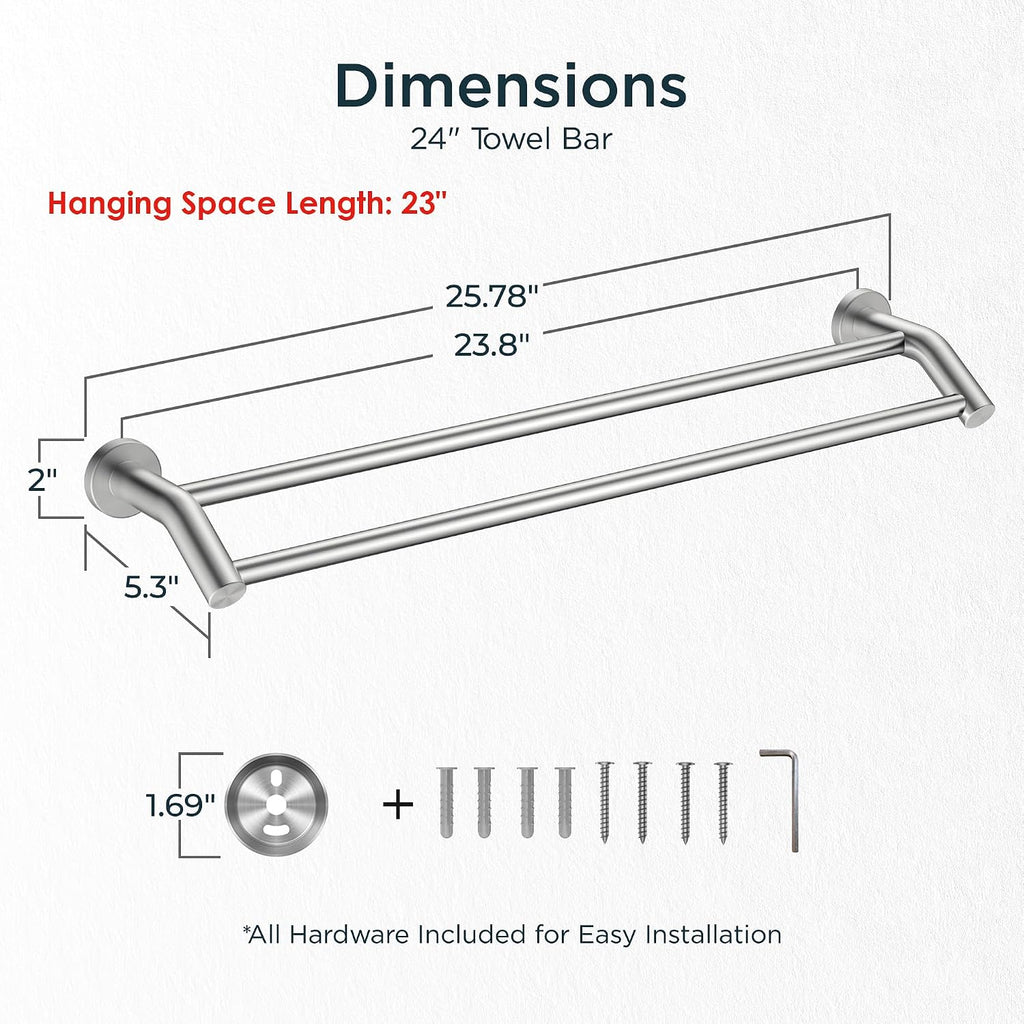 Brushed Nickel Stainless Steel Double Towel Bar