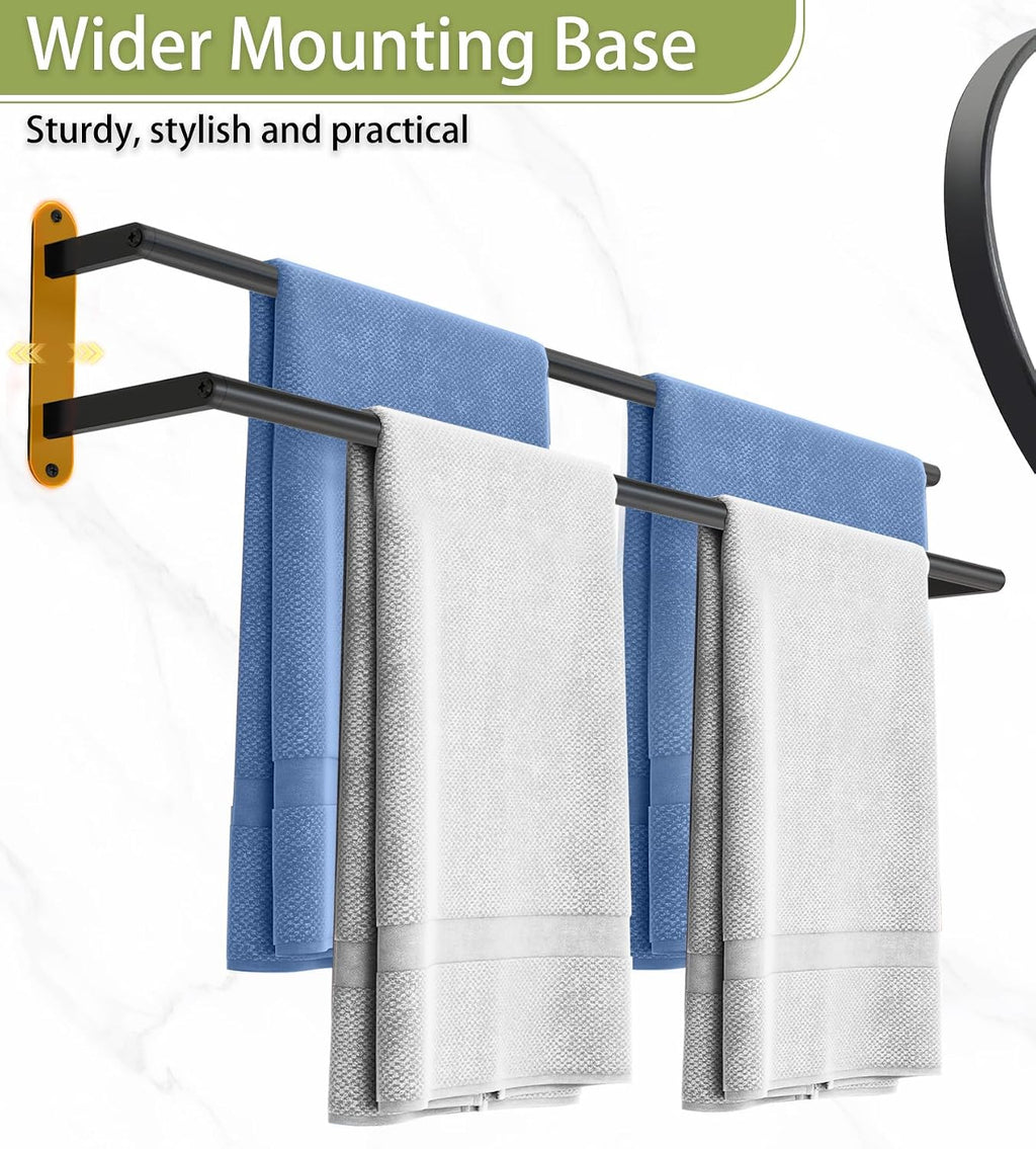 Black Stainless Steel Wall‑Mounted Double Towel Bar
