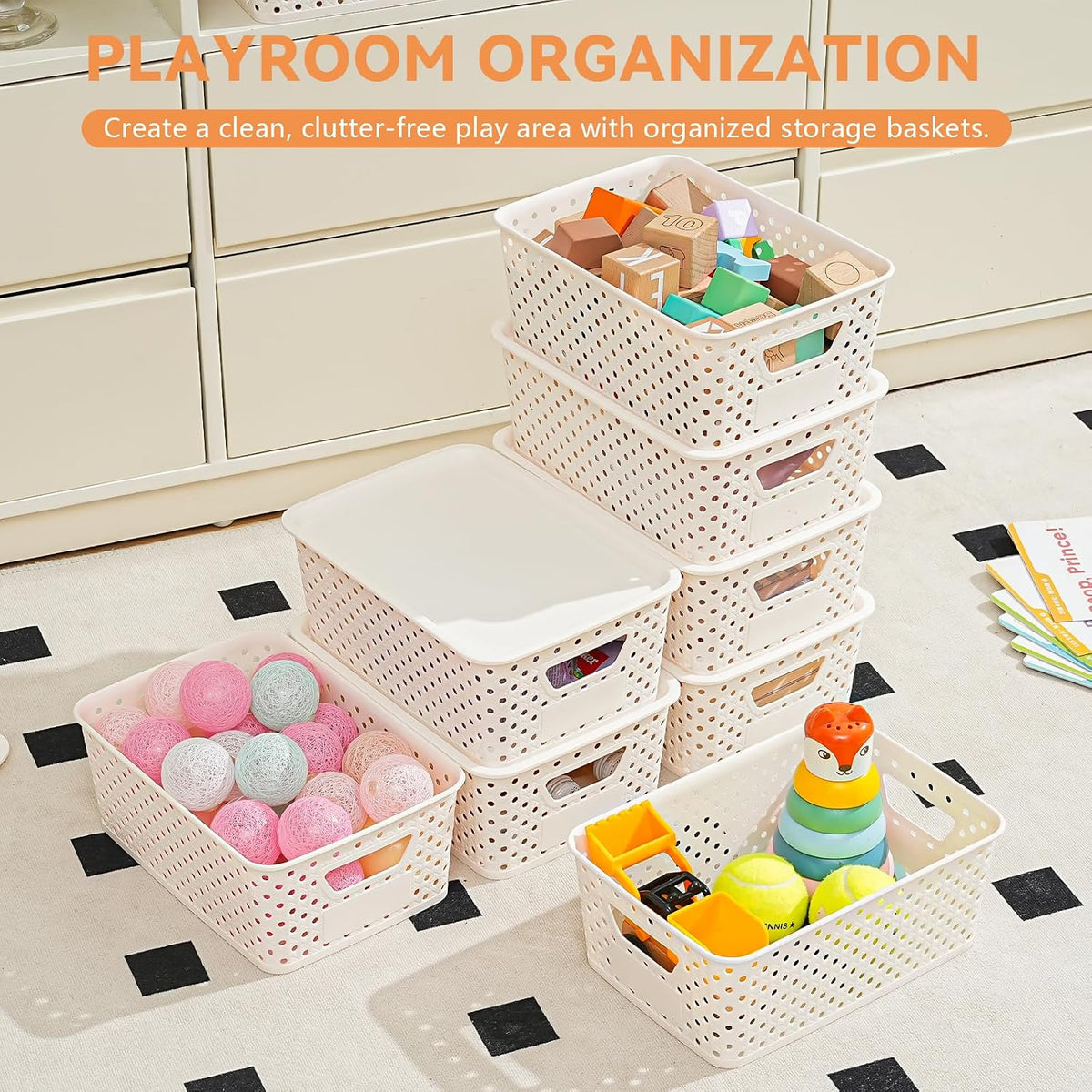 Stackable Lidded Plastic Storage Organizer Bins