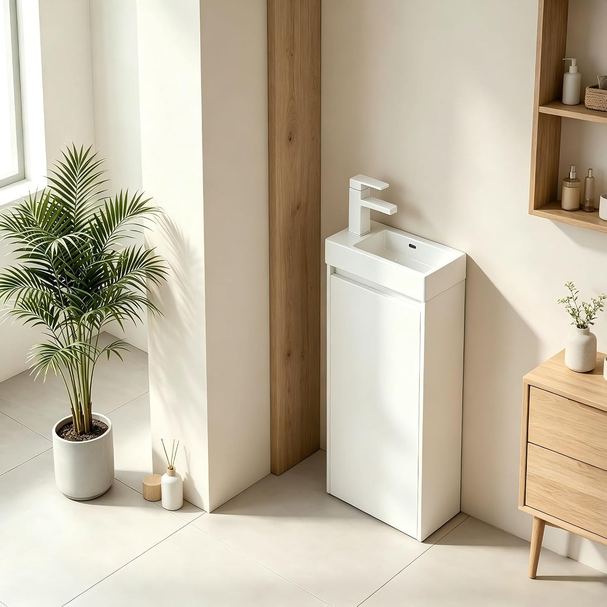 Freestanding Vanity With Integrated Ceramic Sink