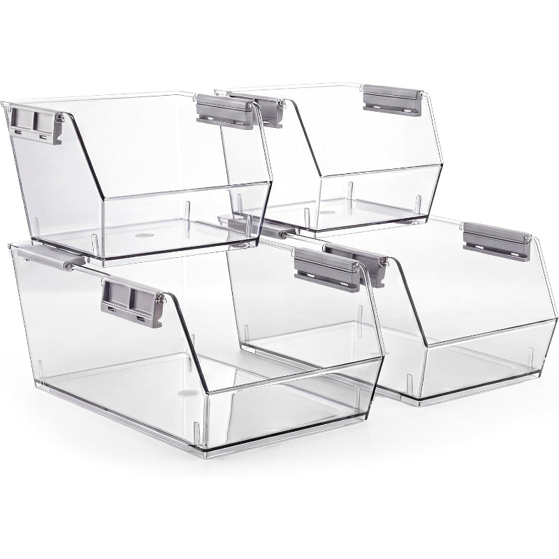 Clear Stackable Plastic Pantry Storage Bins