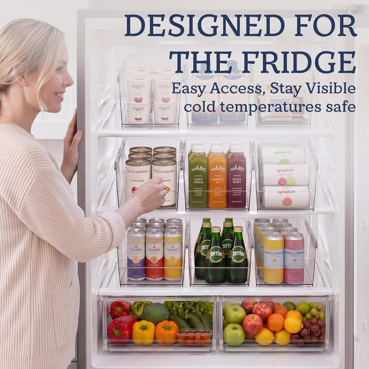 Clear Stackable Plastic Pantry Storage Bins