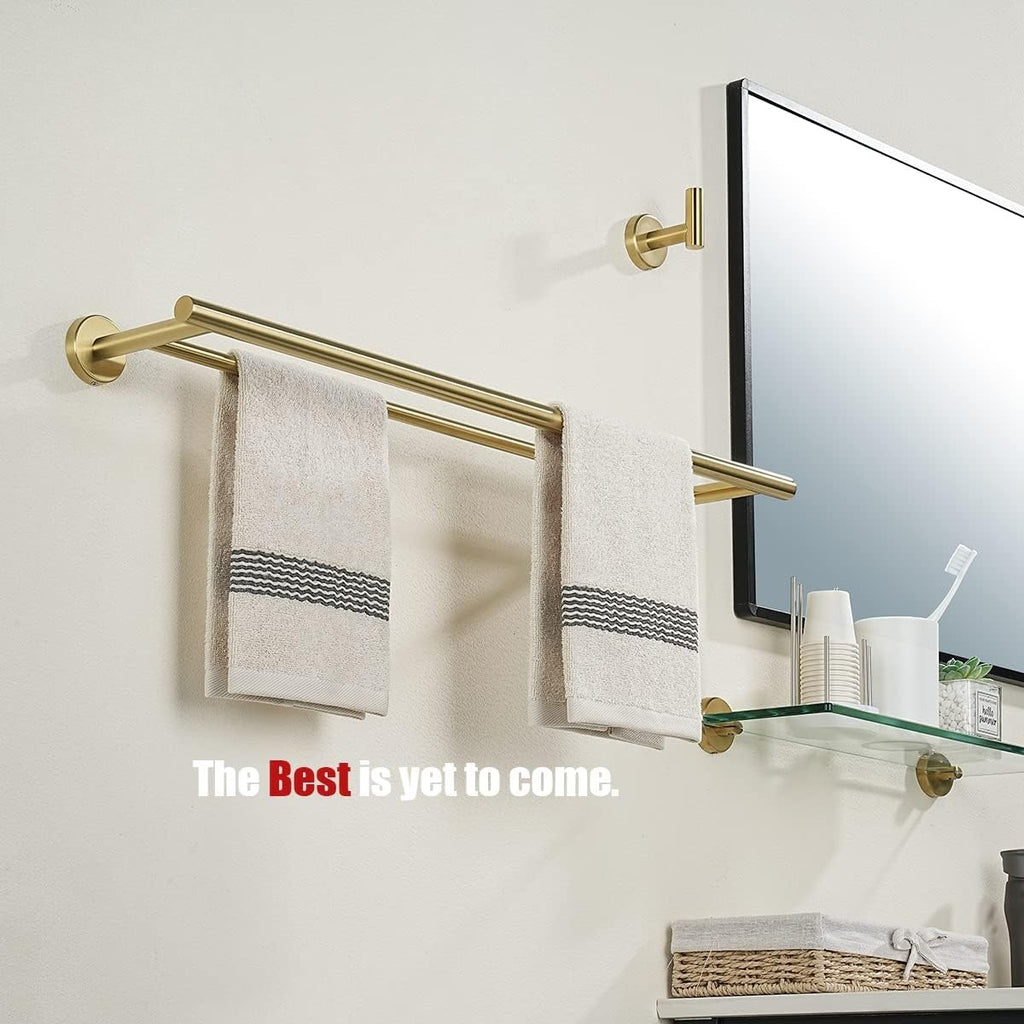 Gold Stainless Steel Wall‑Mounted Double Towel Bar