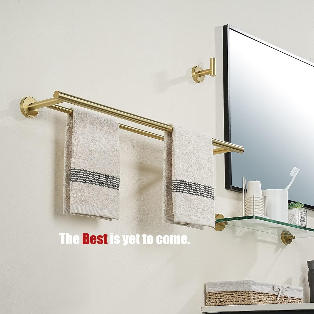 Gold Stainless Steel Wall‑Mounted Double Towel Bar