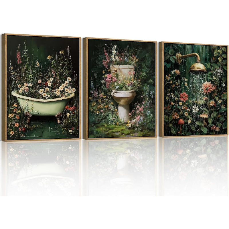 Framed Vintage Wildflower Canvas Wall Art Set