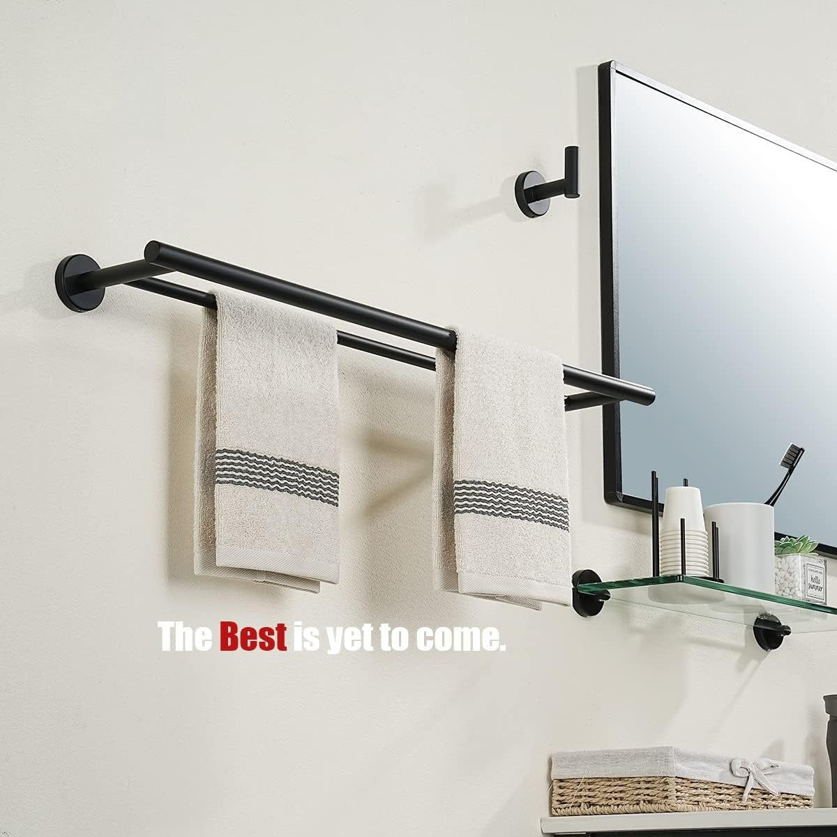 Black Stainless Steel Wall‑Mounted Double Towel Bar