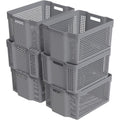 Grey Stackable Woven Storage Organizer Baskets